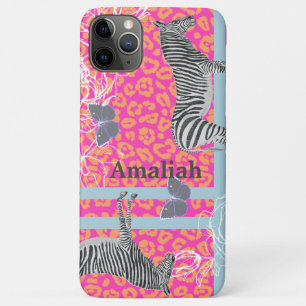 Stylish Modern Eclectic Fluo Pink Orange Blue iPhone 11 Pro Max Case