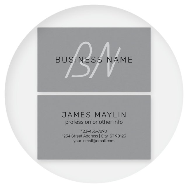 Stylish Modern Editable Name | Black & Dark Grey Business Card (Creator Uploaded)