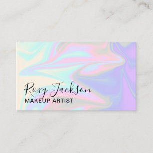 Stylish modern elegant chick holographic makeup business card