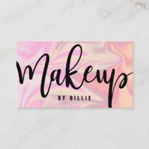 Stylish modern elegant chick holographic makeup business card