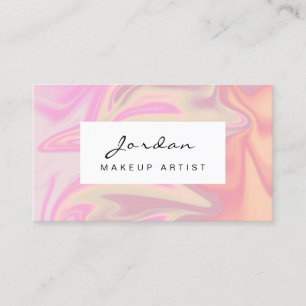 Stylish modern elegant chick holographic makeup business card