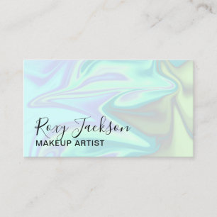 Stylish modern elegant chick holographic makeup business card