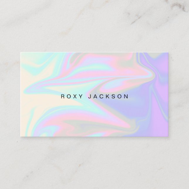 Stylish modern elegant chick holographic makeup business card (Front)
