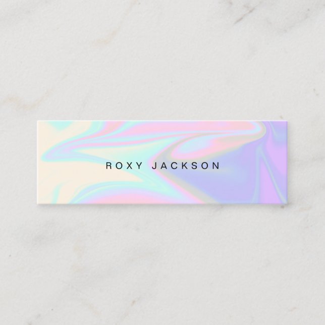 Stylish modern elegant chick holographic makeup mini business card (Front)