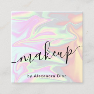 Stylish modern elegant chick holographic makeup square business card