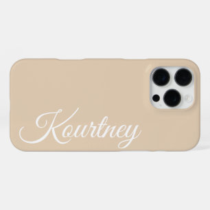 STYLISH MODERN ELEGANT CLASSIC CUSTOM NAME BEIGE iPhone 16 PRO MAX CASE