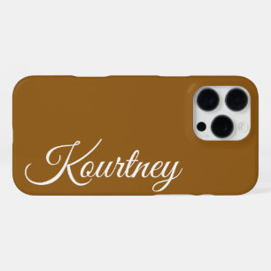STYLISH MODERN ELEGANT CLASSIC CUSTOM NAME BROWN iPhone 16 PRO MAX CASE