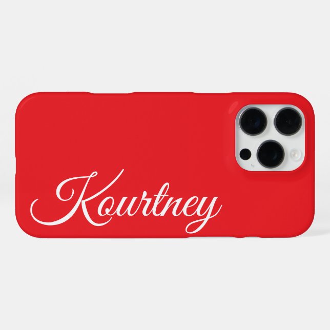 STYLISH MODERN ELEGANT CLASSIC CUSTOM NAME RED iPhone CASE (Back Horizontal)