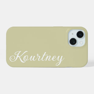 STYLISH MODERN ELEGANT CUSTOMIZED NAME BEIGE iPhone 15 CASE