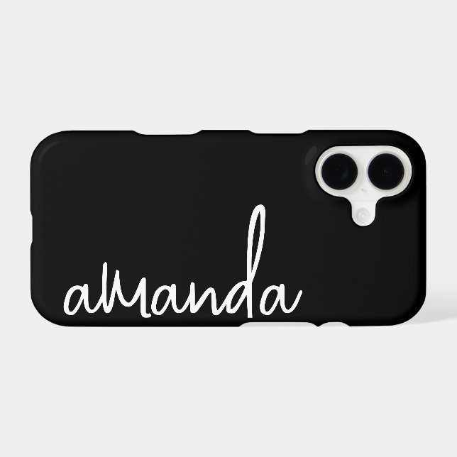 STYLISH MODERN ELEGANT CUSTOMIZED NAME BLACK WHITE iPhone CASE (Back Horizontal)