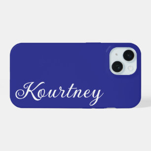 STYLISH MODERN ELEGANT CUSTOMIZED NAME DARK BLUE iPhone 15 CASE