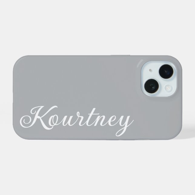 STYLISH MODERN ELEGANT CUSTOMIZED NAME GREY COLOUR iPhone 15 CASE (Back Horizontal)