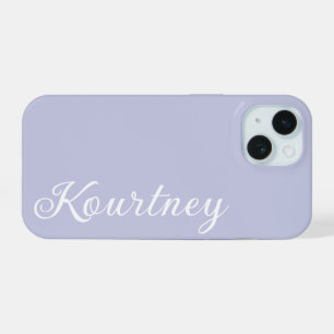 STYLISH MODERN ELEGANT CUSTOMIZED NAME LIGHT BLUE iPhone 15 CASE