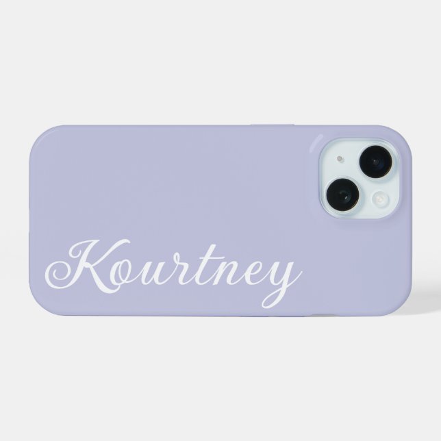 STYLISH MODERN ELEGANT CUSTOMIZED NAME LIGHT BLUE iPhone 15 CASE (Back Horizontal)
