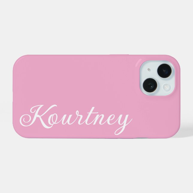 STYLISH MODERN ELEGANT CUSTOMIZED NAME LIGHT PINK iPhone 15 CASE (Back Horizontal)