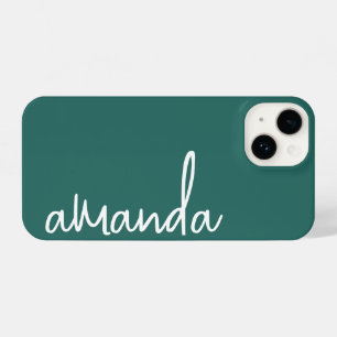 STYLISH MODERN ELEGANT CUSTOMIZED NAME OCEAN GREEN iPhone 14 CASE