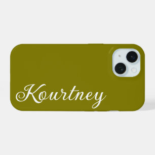 STYLISH MODERN ELEGANT CUSTOMIZED NAME OLIVE iPhone 15 CASE