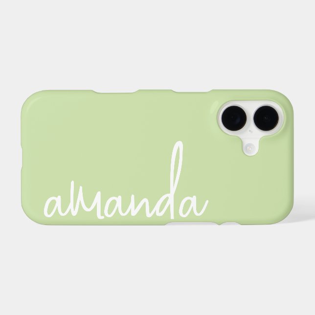 STYLISH MODERN ELEGANT CUSTOMIZED NAME PALE GREEN iPhone CASE (Back Horizontal)
