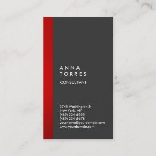 Stylish Modern Elegant Grey Red Stripe Creative Business Card