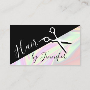 Stylish modern elegant holographic hairstylist business card
