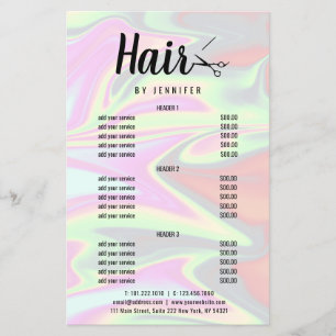 Stylish modern elegant holographic hairstylist  flyer