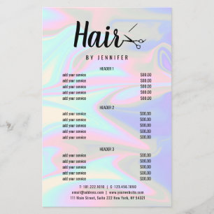 Stylish modern elegant holographic hairstylist   flyer