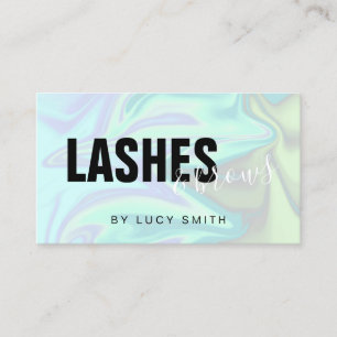 Stylish modern elegant holographic lashes & brows business card