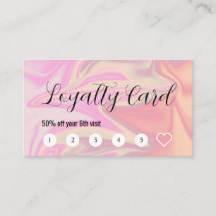 Stylish modern elegant holographic lashes & brows  loyalty card