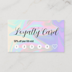 Stylish modern elegant holographic lashes & brows  loyalty card