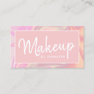 Stylish modern elegant holographic makeup artist business card