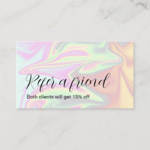 Stylish modern elegant holographic referral card
