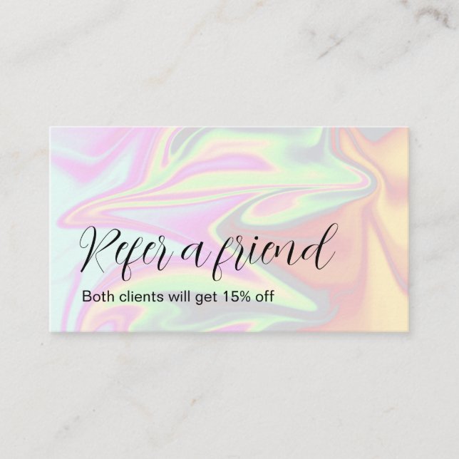 Stylish modern elegant holographic referral card (Front)