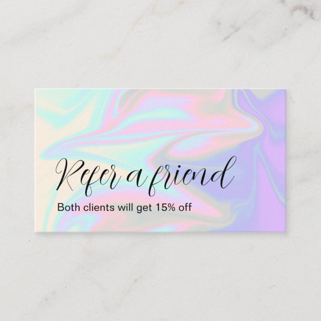 Stylish modern elegant holographic referral card (Front)