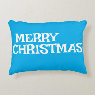 STYLISH MODERN ELEGANT MERRY CHRISTMAS BLUE COLOR DECORATIVE CUSHION