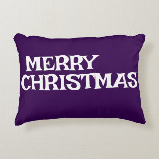STYLISH MODERN ELEGANT MERRY CHRISTMAS DARK PURPLE DECORATIVE CUSHION