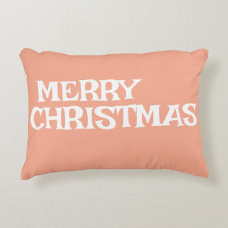 STYLISH MODERN ELEGANT MERRY CHRISTMAS PEACH COLOR DECORATIVE CUSHION