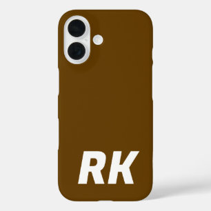 Stylish Modern Elegant Name Minimal Solid Brown  iPhone 16 Case