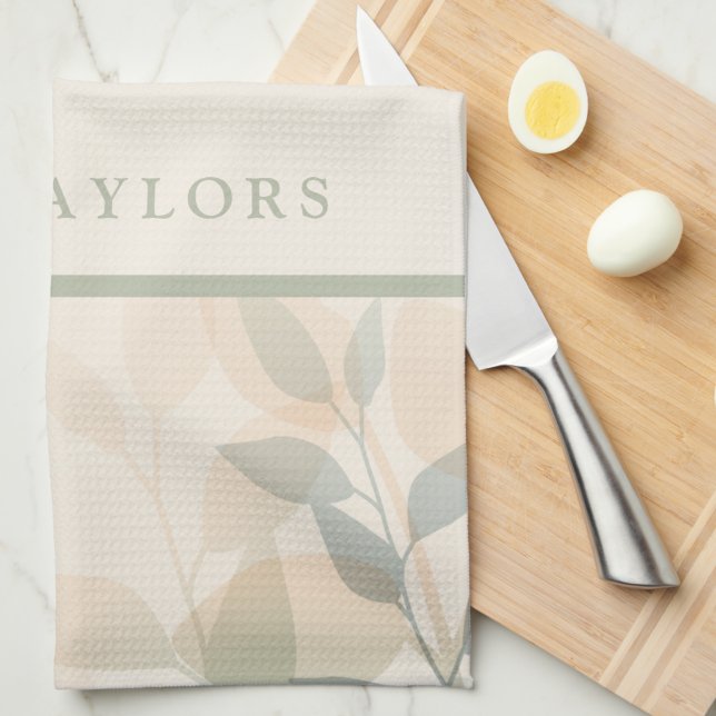 Stylish Modern Elegant Pretty Botanical Pattern Tea Towel (Creator Uploaded)