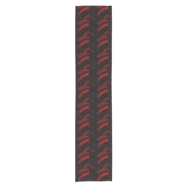 stylish modern elegant red/black chevrons short table runner (Front)