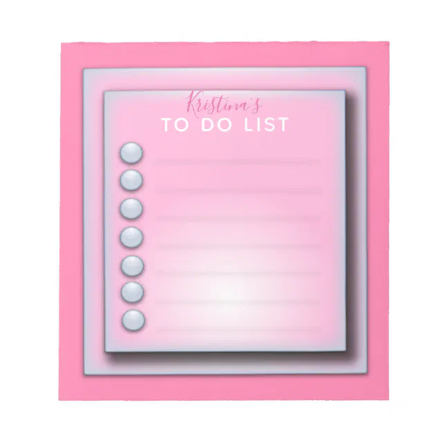 Stylish Modern Fancy Girly Pink To Do List Notepad | Zazzle