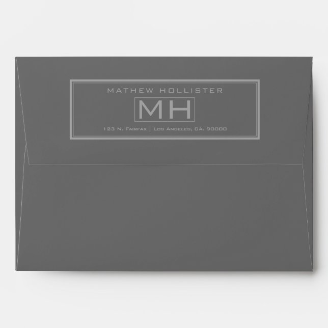 Stylish Modern Framed Grey & Dark Grey Envelope (Back (Top Flap))