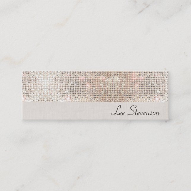Stylish Modern Fun Trendy Silver Sequins Mini Business Card (Front)