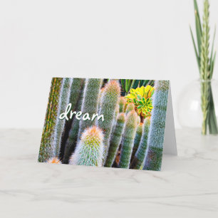 Stylish Modern Fuzzy Green Cactus Dream Script Card