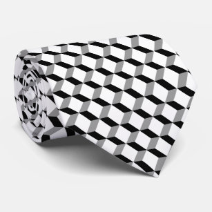 Stylish Modern Geometric Black White Cubes Tie