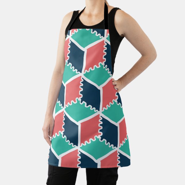 Stylish Modern Geometric Colour Cube Apron (Insitu)