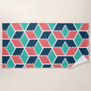 Stylish Modern Geometric Colour Cube Beach Towel