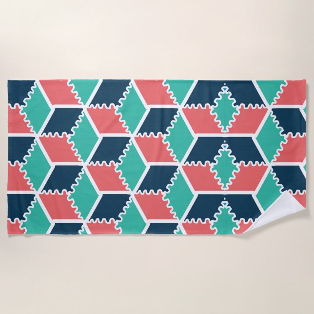 Stylish Modern Geometric Colour Cube Beach Towel (Front)