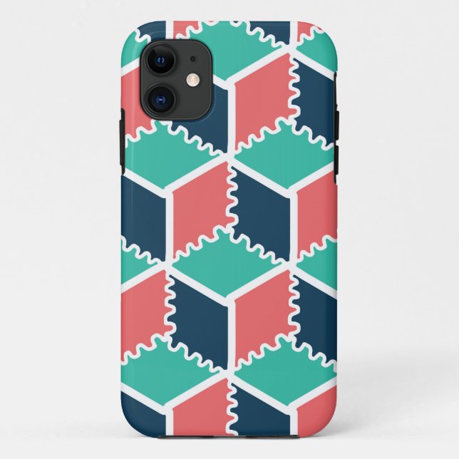 Stylish Modern Geometric Colour Cube Case-Mate iPhone Case (Back)