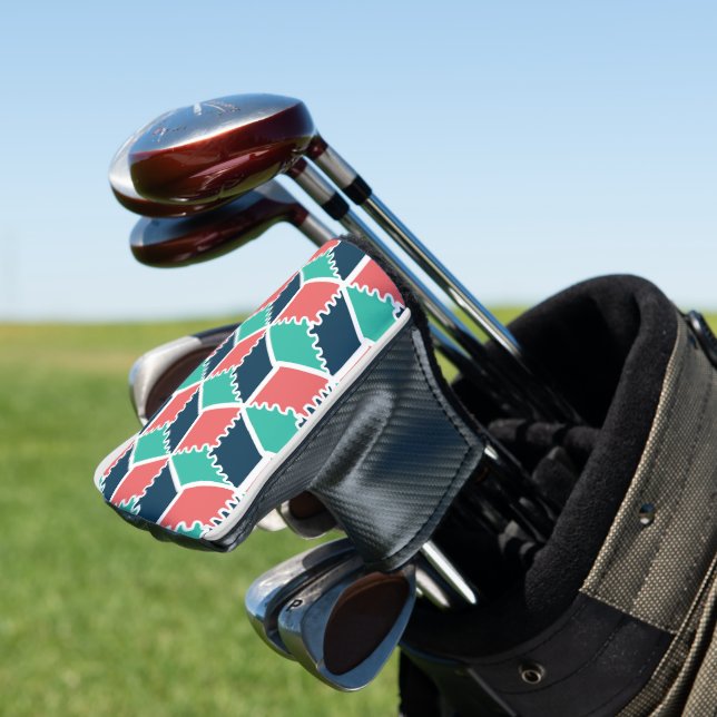 Stylish Modern Geometric Colour Cube Golf Head Cover (In Situ)