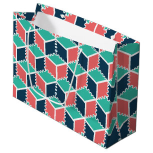 Stylish Modern Geometric Colour Cube Large Gift Bag